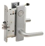 Schlage L9092PELEU 02L RX Electrically Unlocking or Locking Outside Cylinder and Outside Lever Mortise Lock with 02 Lever and L Escutcheon with RX Switch