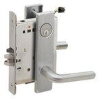 Schlage L9092PELEU 02N Electrically Unlocking or Locking Outside Cylinder and Outside Lever Mortise Lock with 02 Lever and N Escutcheon