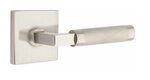 Emtek L-Square Knurled 5210 Select Brass Privacy Leverset with Square Rosette for Left Handed Doors