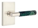 Emtek T-Bar Green Marble 5052 Select Brass Full Dummy Leverset with Modern Rectangular Rosette product