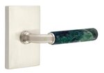 Emtek R-Bar Green Marble 5112 Select Brass Passage Leverset with Modern Rectangular Rosette for Left Handed Doors