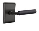 Emtek R-Bar Smooth 5211 Select Brass Privacy Leverset with Neos Rosette for Left Handed Doors