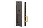 Emtek 2125 Sandcast Bronze Rustic Modern Privacy Pocket Door Mortise Lock for 1-1/2&quot; Thick Doors