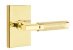 Emtek T-Bar Knurled 5212 Select Brass Privacy Leverset with Modern Rectangular Rosette for Left Handed Doors product