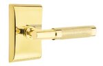 Emtek T-Bar Knurled 5051 SD Select Brass Single Dummy Lever with Neos Rosette for Left Handed Doors