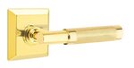 Emtek T-Bar Knurled 8231 Select Brass Privacy Leverset with Quincy Rosette for Left Handed Doors product