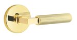 Emtek L-Square Straight Knurled 5059 SD Select Brass Single Dummy Lever with Disk Rosette for Right Handed Doors product