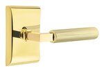 Emtek L-Square Straight Knurled 5051 SD Select Brass Single Dummy Lever with Neos Rosette for Left Handed Doors product