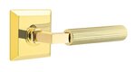 Emtek L-Square Straight Knurled 8231 Select Brass Privacy Leverset with Quincy Rosette for Left Handed Doors product
