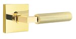 Emtek L-Square Straight Knurled 5050 Select Brass Full Dummy Leverset with Square Rosette product