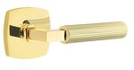 Emtek L-Square Straight Knurled 5316 Select Brass Passage Leverset with Urban Modern Rosette for Right Handed Doors product