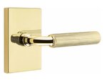 Emtek R-Bar Straight Knurled 5112 Select Brass Passage Leverset with Modern Rectangular Rosette for Left Handed Doors product