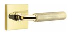 Emtek R-Bar Straight Knurled 5110 Select Brass Passage Leverset with Square Rosette for Right Handed Doors