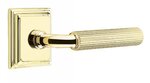Emtek R-Bar Straight Knurled 8261 Select Brass Privacy Leverset with Wilshire Rosette for Left Handed Doors