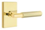 Emtek T-Bar Straight Knurled 5052 SD Select Brass Single Dummy Lever with Modern Rectangular Rosette for Right Handed Doors product