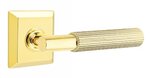Emtek T-Bar Straight Knurled 8231 Select Brass Privacy Leverset with Quincy Rosette for Left Handed Doors product