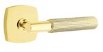 Emtek T-Bar Straight Knurled 5326 Select Brass Privacy Leverset with Urban Modern Rosette for Right Handed Doors