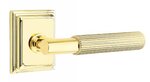 Emtek T-Bar Straight Knurled 8261 Select Brass Privacy Leverset with Wilshire Rosette for Left Handed Doors product