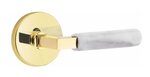 Emtek L-Square White Marble 5109 Select Brass Passage Leverset with Disk Rosette for Left Handed Doors product