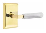 Emtek L-Square White Marble 5051 Select Brass Full Dummy Leverset with Neos Rosette product