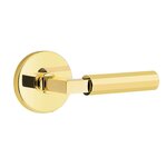 Emtek L-Square Faceted 5109 Select Brass Passage Leverset with Disk Rosette for Right Handed Doors product