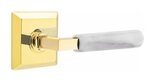 Emtek L-Square White Marble 8531 Select Brass Full Dummy Leverset with Quincy Rosette product