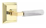 Emtek L-Square White Marble 8161 Select Brass Passage Leverset with Wilshire Rosette for Left Handed Doors product