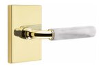 Emtek R-Bar White Marble 5052 Select Brass Full Dummy Leverset with Modern Rectangular Rosette product