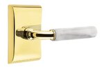 Emtek R-Bar White Marble 5211 Select Brass Privacy Leverset with Neos Rosette for Right Handed Doors product