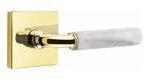 Emtek R-Bar White Marble 5210 Select Brass Privacy Leverset with Square Rosette for Right Handed Doors product