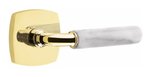 Emtek R-Bar White Marble 5316 Select Brass Passage Leverset with Urban Modern Rosette for Left Handed Doors product
