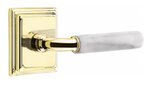 Emtek R-Bar White Marble 8561 Select Brass Full Dummy Leverset with Wilshire Rosette product