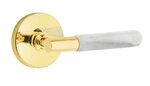Emtek T-Bar White Marble 5209 Select Brass Privacy Leverset with Disk Rosette for Left Handed Doors product