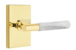 Emtek T-Bar White Marble 5112 Select Brass Passage Leverset with Modern Rectangular Rosette for Right Handed Doors product