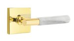 Emtek T-Bar White Marble 5210 Select Brass Privacy Leverset with Square Rosette for Right Handed Doors product