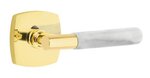 Emtek T-Bar White Marble 5316 Select Brass Passage Leverset with Urban Modern Rosette for Right Handed Doors product