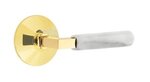 Emtek L-Square White Marble 5057 SD Select Brass Single Dummy Lever with Modern Rosette for Left Handed Doors product