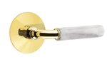 Emtek R-Bar White Marble 5057 Select Brass Full Dummy Leverset with Modern Rosette product