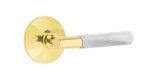 Emtek T-Bar White Marble 5057 SD Select Brass Single Dummy Lever with Modern Rosette for Right Handed Doors product