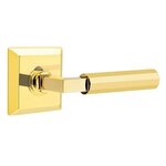 Emtek L-Square Faceted 8231 Select Brass Privacy Leverset with Quincy Rosette for Left Handed Doors product