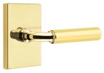 Emtek R-Bar Faceted 5212 Select Brass Privacy Leverset with Modern Rectangular Rosette for Right Handed Doors product