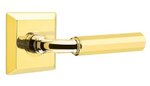 Emtek R-Bar Faceted 8231 Select Brass Privacy Leverset with Quincy Rosette for Right Handed Doors product