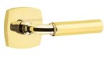 Emtek R-Bar Faceted 5316 Select Brass Passage Leverset with Urban Modern Rosette for Right Handed Doors