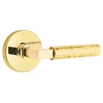 Emtek L-Square Hammered 5109 Select Brass Passage Leverset with Disk Rosette for Right Handed Doors product