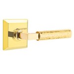 Emtek L-Square Hammered 8231 Select Brass Privacy Leverset with Quincy Rosette for Left Handed Doors product