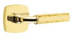 Emtek R-Bar Hammered 5326 Select Brass Privacy Leverset with Urban Modern Rosette for Right Handed Doors product