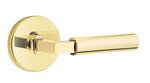 Emtek L-Square Smooth 5059 SD Select Brass Single Dummy Lever with Disk Rosette for Right Handed Doors product