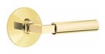 Emtek L-Square Smooth 5207 Select Brass Privacy Leverset with Modern Rosette for Left Handed Doors