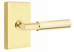 Emtek T-Bar Smooth 5212 Select Brass Privacy Leverset with Modern Rectangular Rosette for Left Handed Doors product