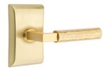 Emtek L-Square Hammered 5111 Select Brass Passage Leverset with Neos Rosette for Left Handed Doors product